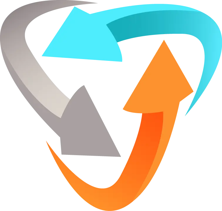 Layered triangle logo with three beautiful colored arrows for editing