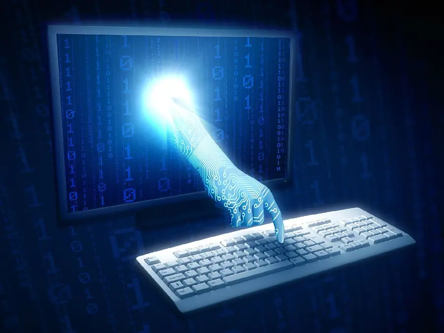 Interesting Computer Photo of Hand Coming Out of Monitor 