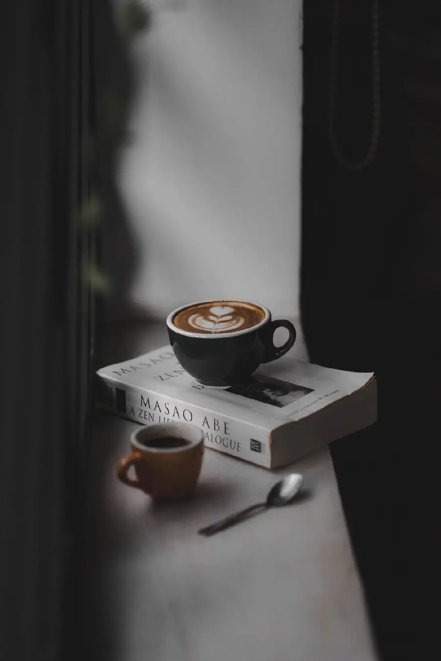Dreamy photo with coffee cup and book design for Telegram profile