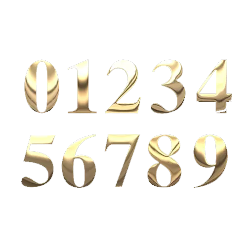 Golden Numbers Photos 1 to 9 and png