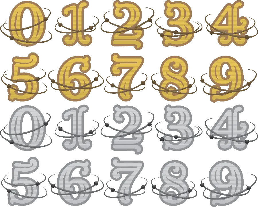 Photo of numbers one to ten in gold and silver without background