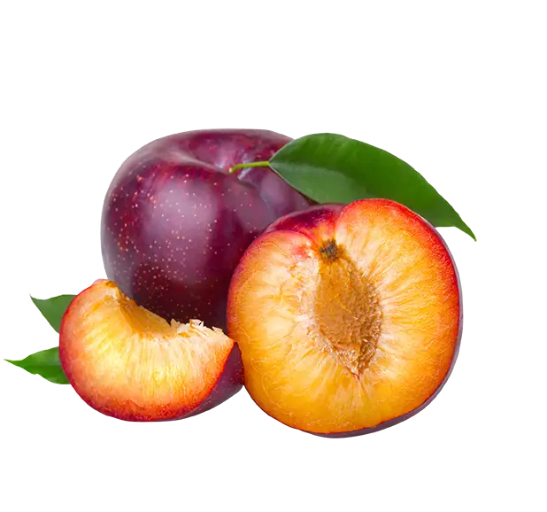 PNG picture without background of whole and halved plums