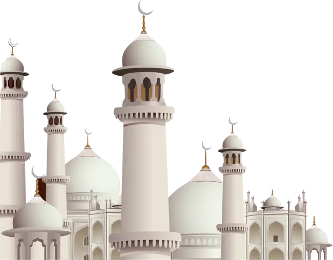 Beautiful white mosque teleportation image in Ramadan