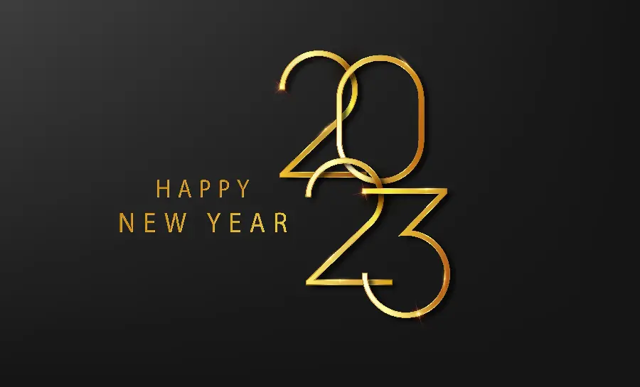 Stylish photo of 2023 greetings in English