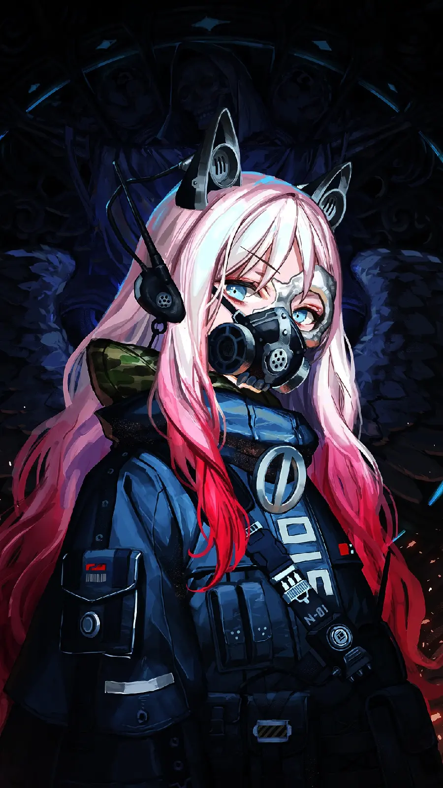 The cutest picture of a warrior anime girl with amazing pink hair