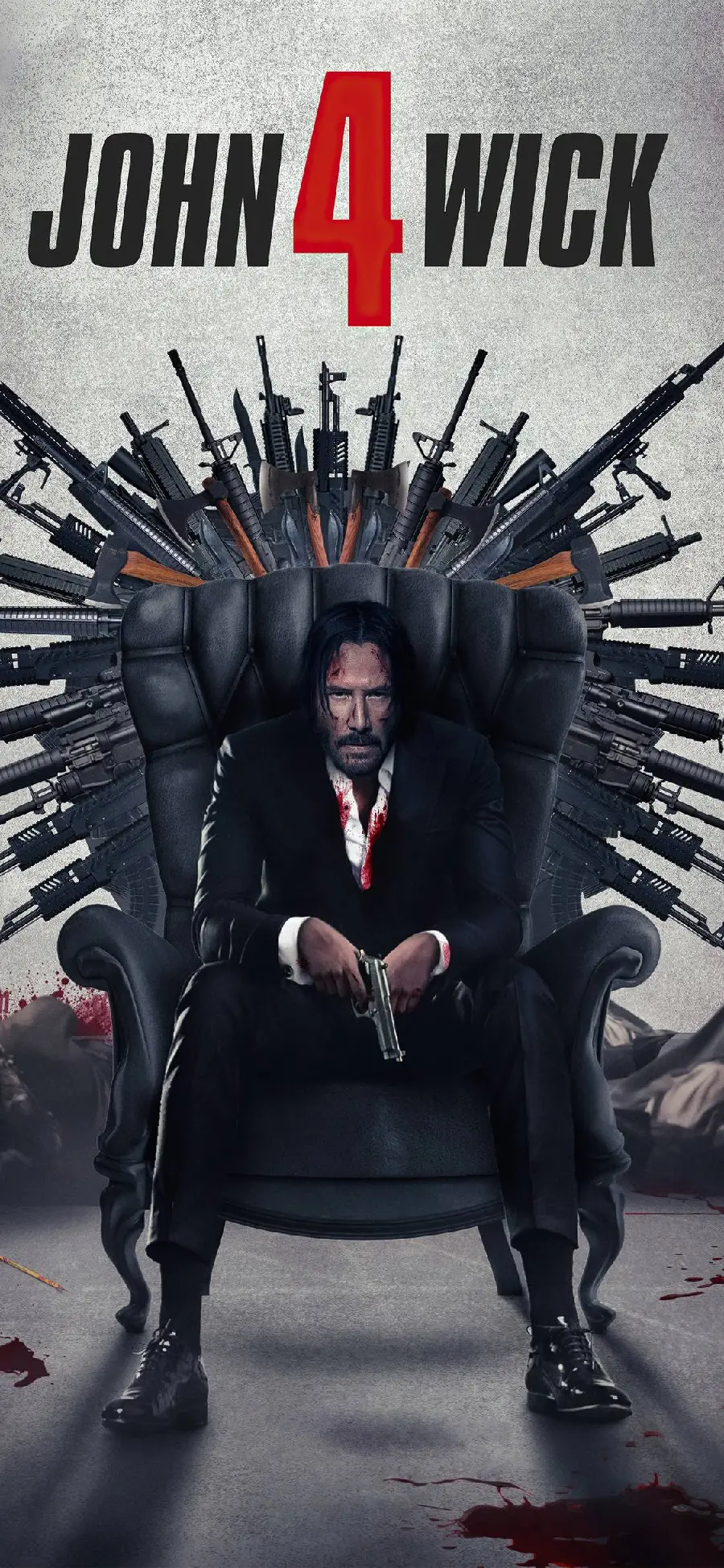 Cool poster of the John Wick movie four with a picture of a chair Gun