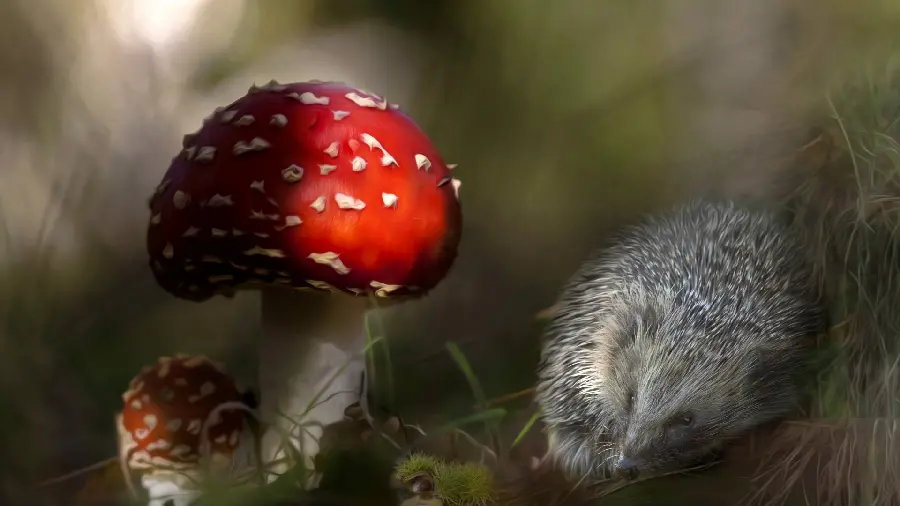 High quality photo of poisonous and deadly red mushroom