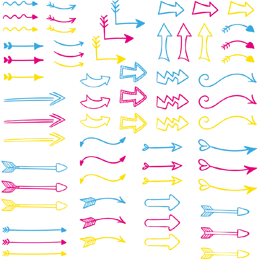 A collection of high-quality flash and arrow files with different designs in PNG format