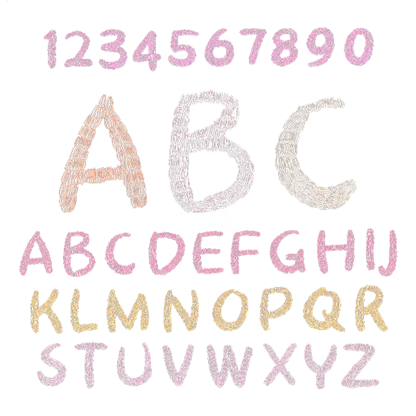 Photo of English letters and numbers with wreaths