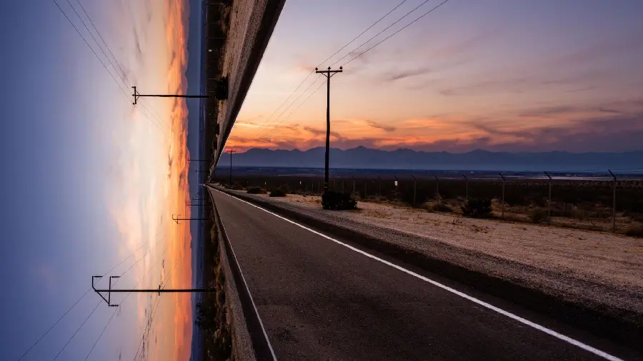 Graphic Wallpaper Road and Sunset