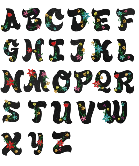 Flower Pattern English Alphabet Picture