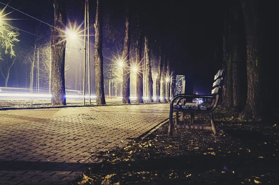 Empty Bench on Lonely Street Wallpaper for Laptop