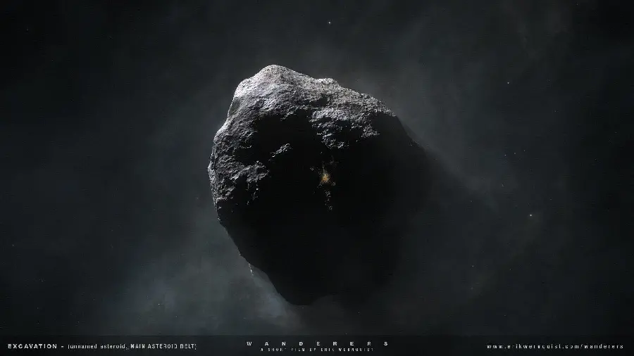 Microscopic image of a piece of rock separated from the asteroid belt