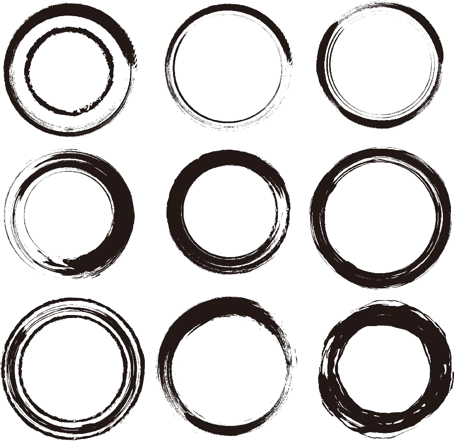 Download various black circular shapes without background for editing