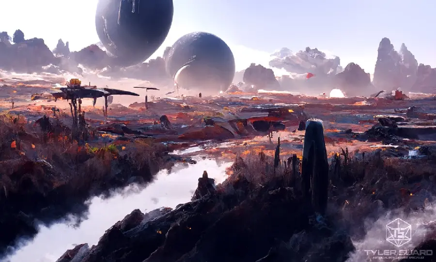 Strange AI photo of a ruined land in HD quality 