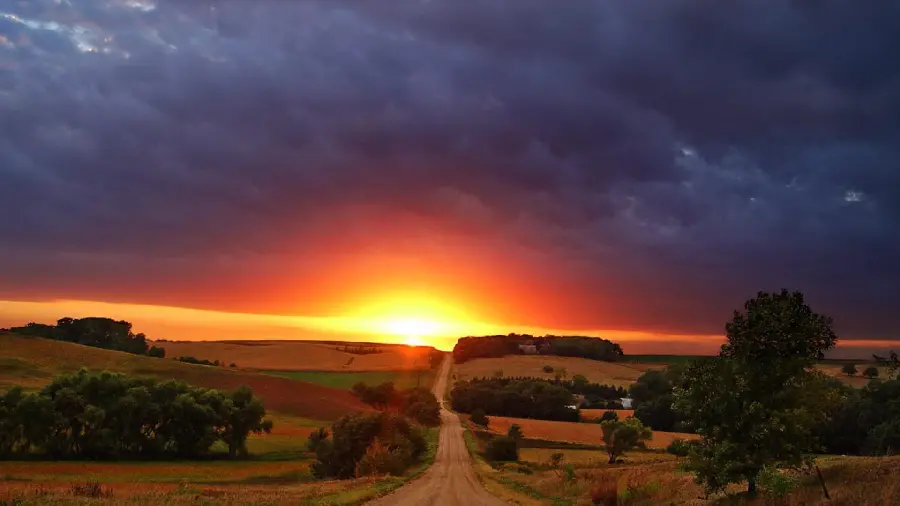 Dirt Road and Sunset HD Wallpaper