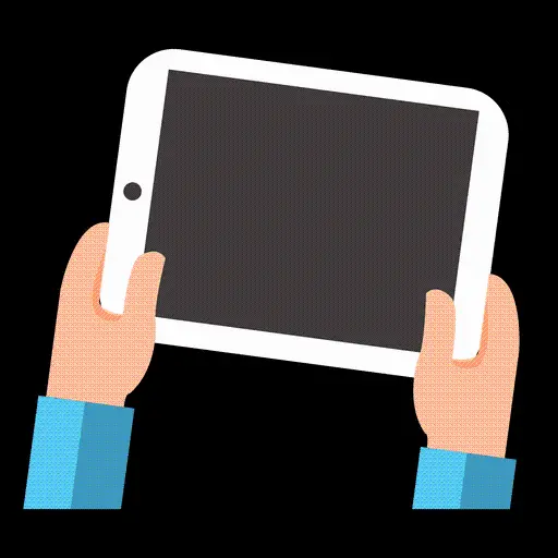 Photo without a background of a white tablet in a hand for Photoshop