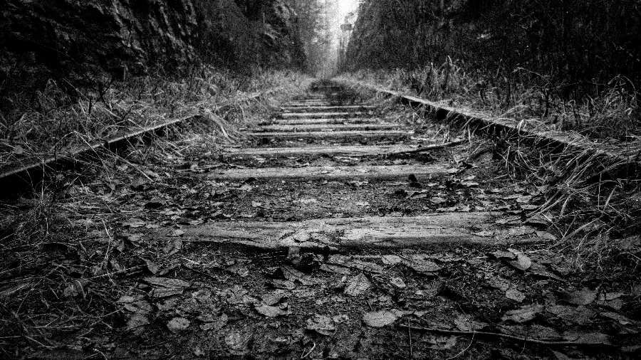 Old train track photo with black and white effect