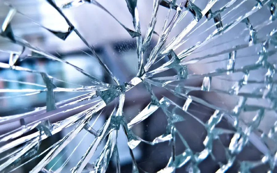 Unique view of broken glass for profile and background