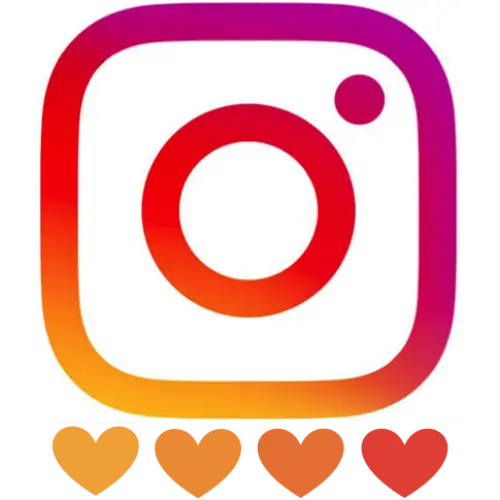 Instagram icon PNG with four small red hearts