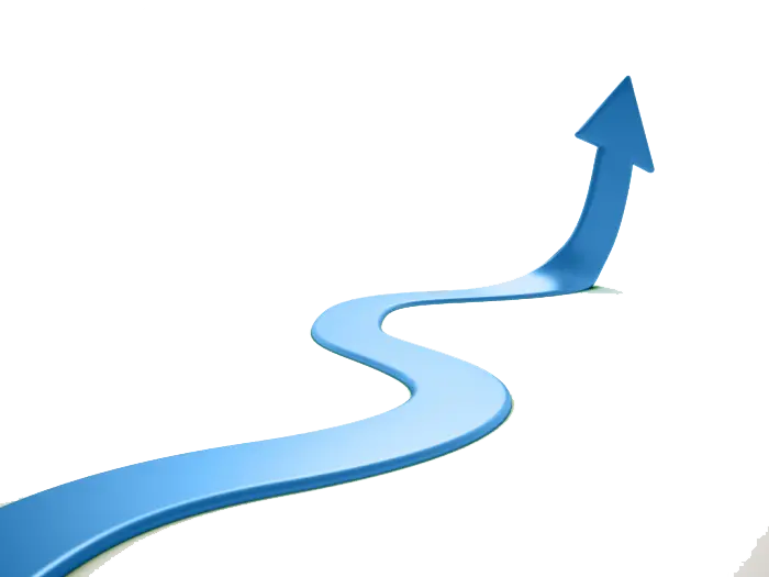 Blue Spiral Arrow and Arrow Ascending Upwards in PNG Format
