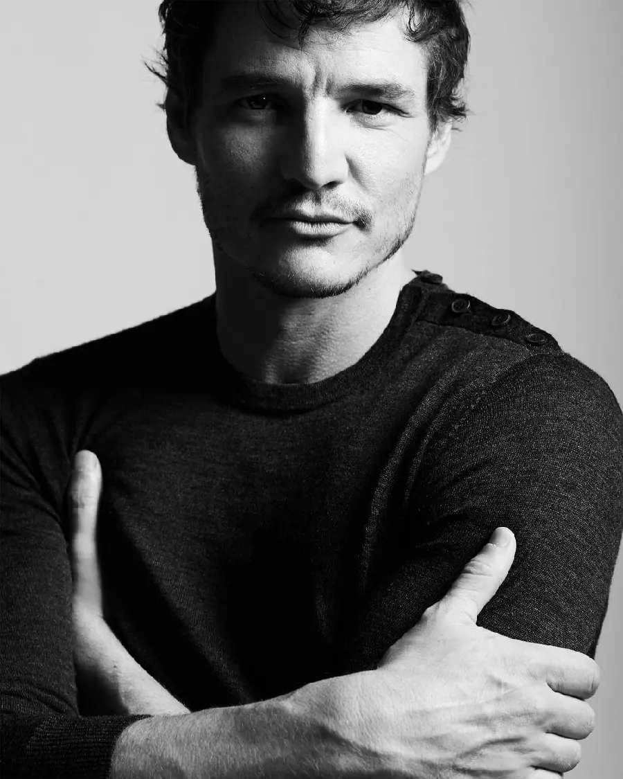 Beautiful artistic photo of Pedro Pascal with a black and white theme 2023