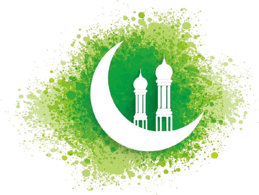 Completely free png of the Ramadan crescent with a dreamy green theme