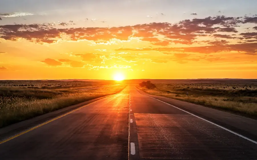 Sunset and road HD photo