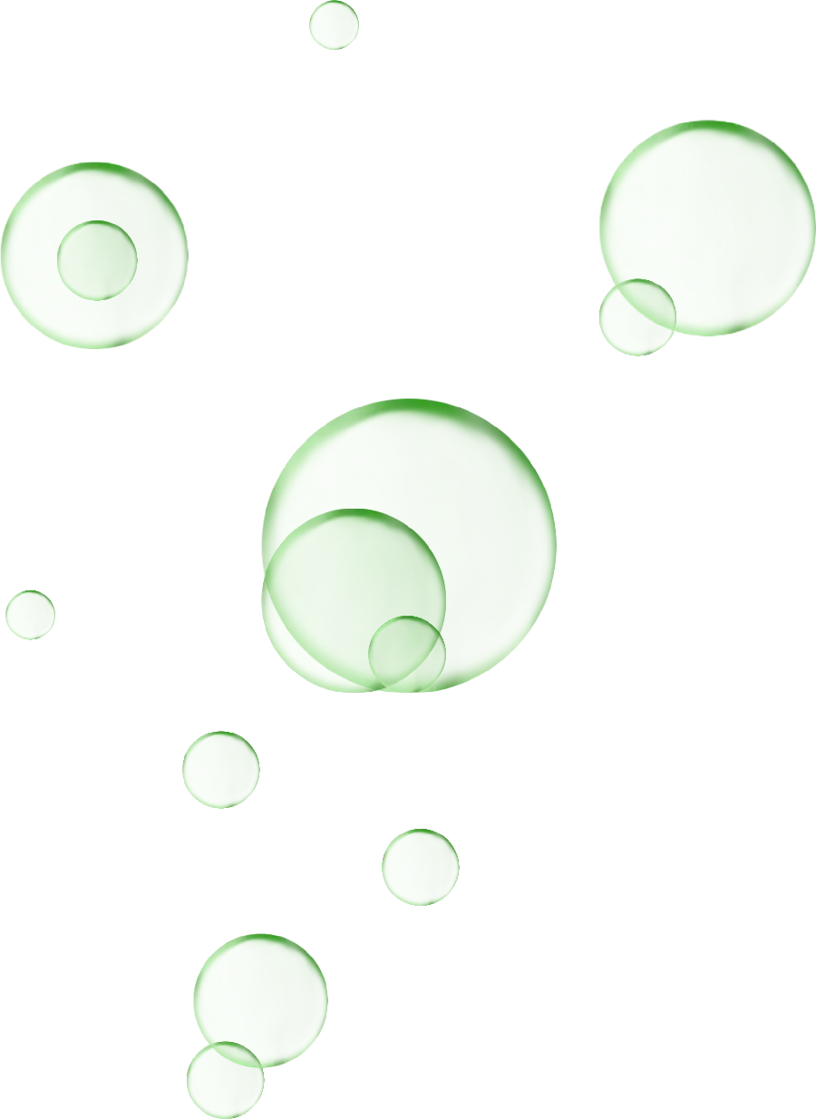HD image of green soap bubbles without background for Photoshop