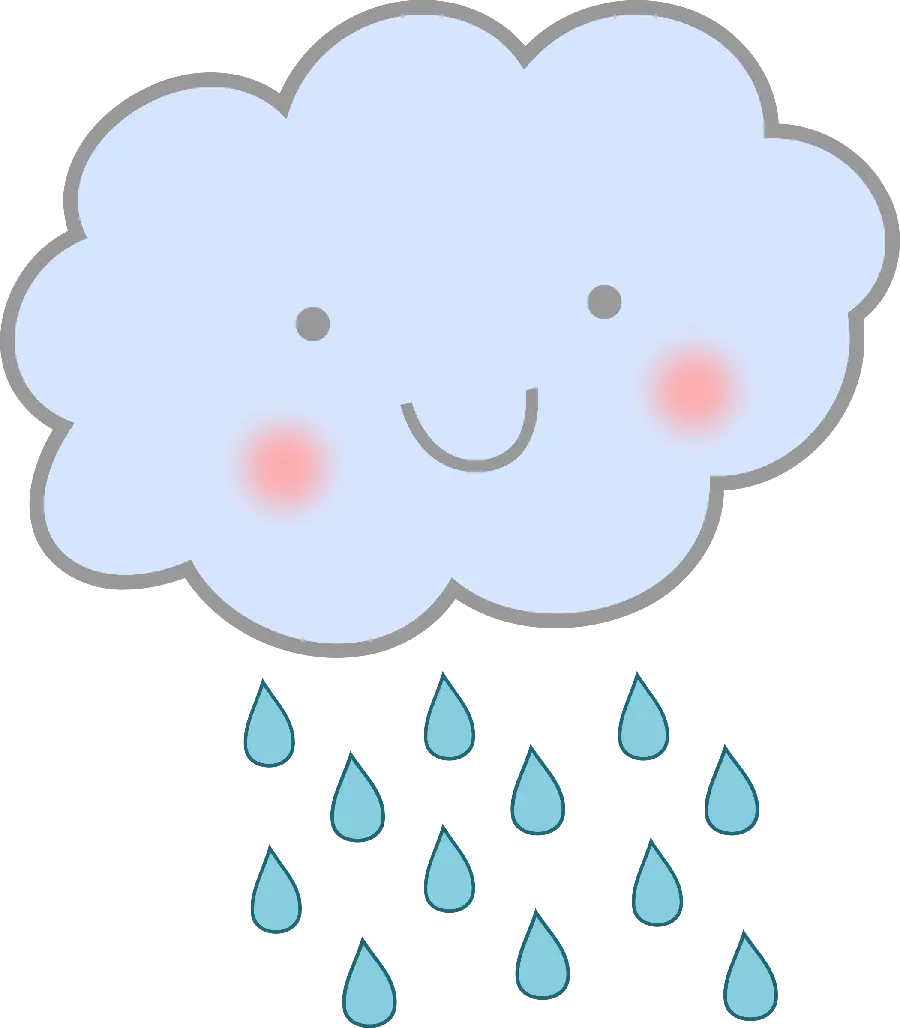 Painting of a smiling cloud raining