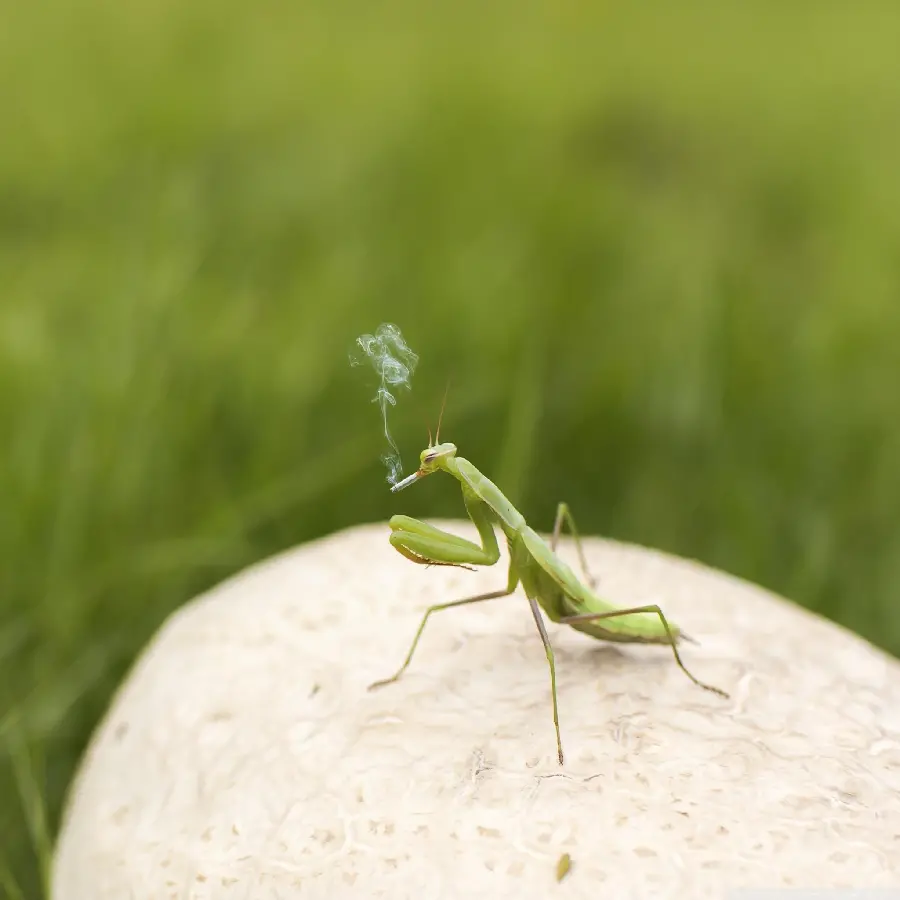 Fantasy image of a mantis smoking in HD quality