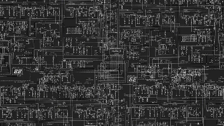 Full HD black and white photo with computer science designChord for PowerPoint 