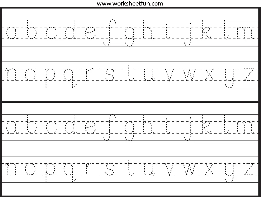 Picture of English letters in line practice