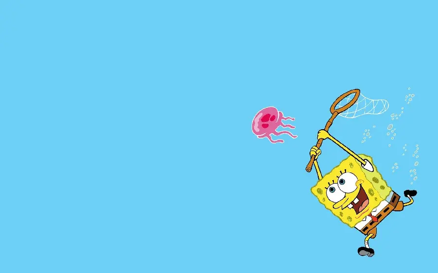 Photo of SpongeBob playing and hunting underwater