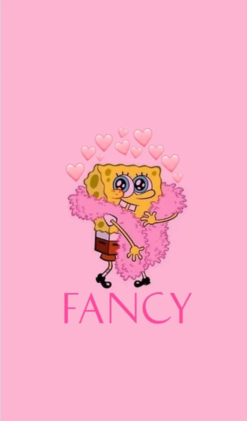 Pink Girly Background with Cute and Cute SpongeBob Design