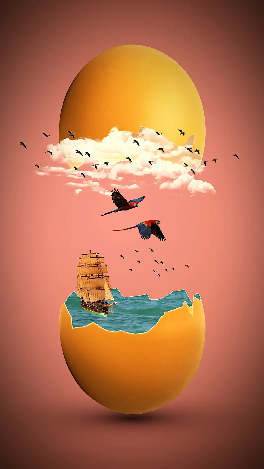 Imaginary iPhone 15 Background with Sea Inside Egg Design