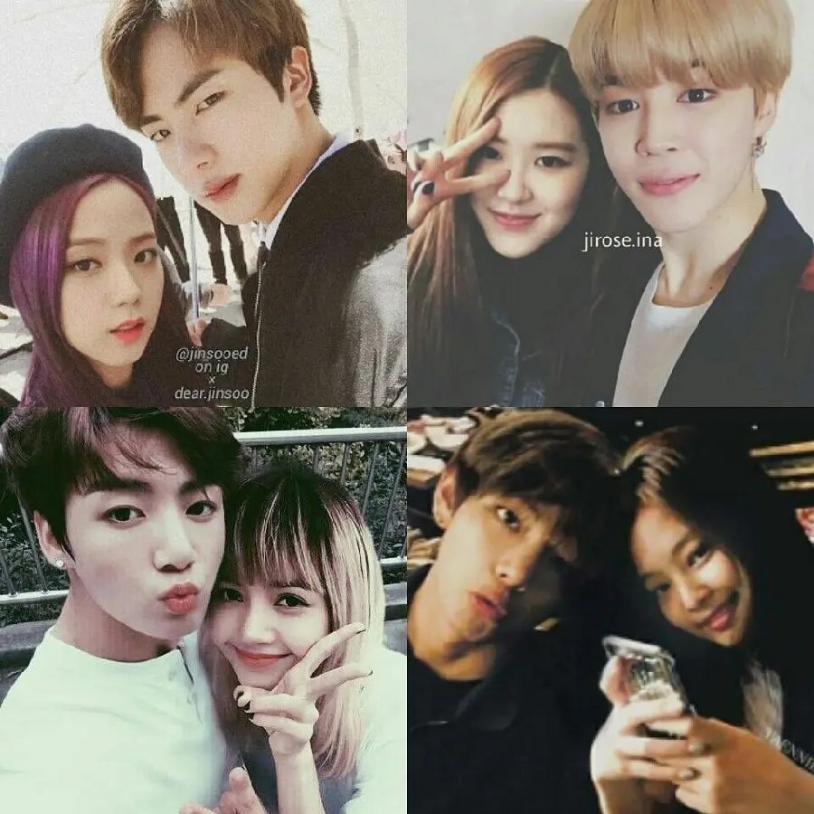 Blackpink and BTS romantic photos together and romantic pose