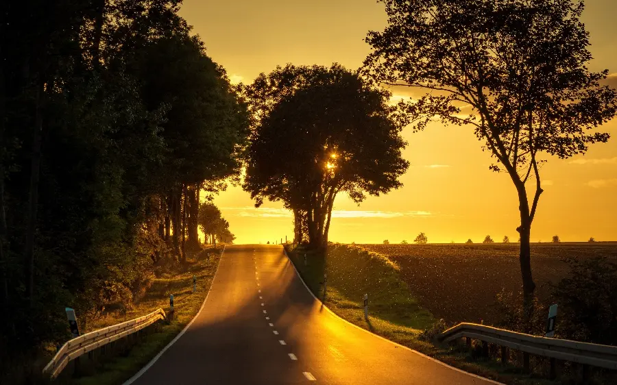 Road and Sunset Photo Suitable for Story