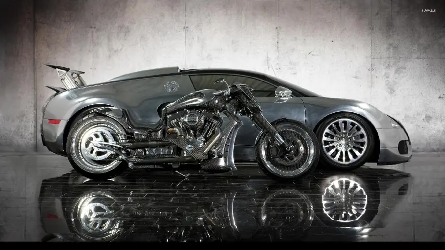 Bugatti Car and Engine HD Background