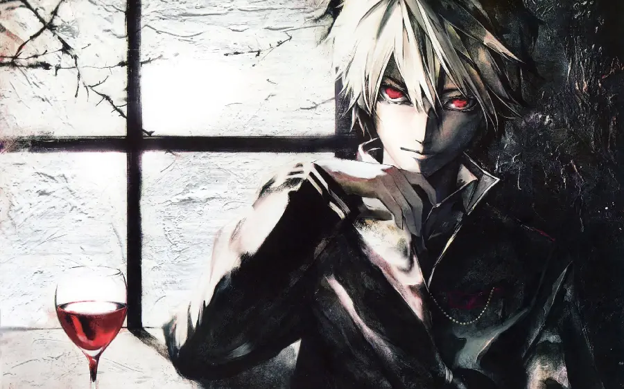 Dark Black and White Anime Boy Picture