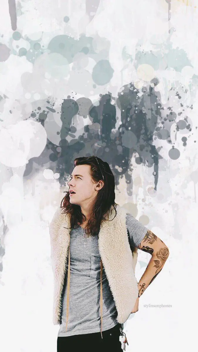 Watercolor photo of Harry Styles for laptop and computer background