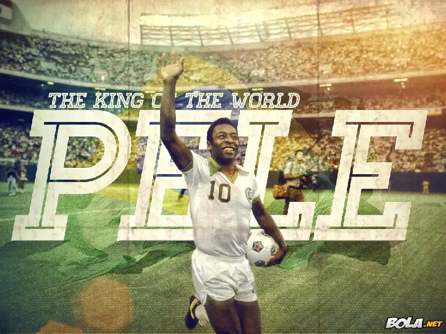 Pele background in white Brazilian national team uniform