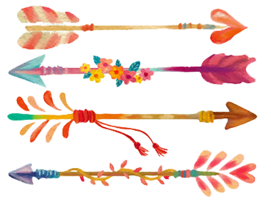 Interesting image of colorful arrows and arrows of the Indian people in PNG format 