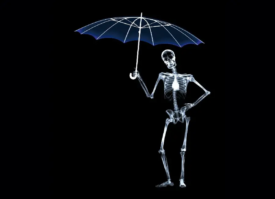 So Computer background with human radiology drawing holding umbrella