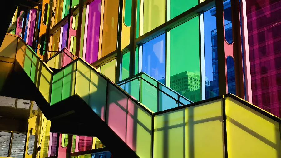 Beautiful special art frame with colored stairs subjects for Instagram