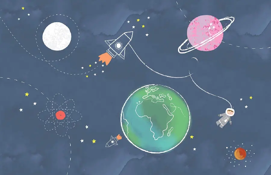 The most beautiful cartoon wallpaper of rockets in the solar system 