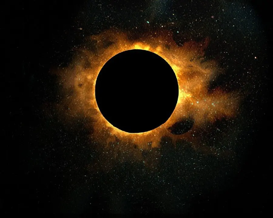 The latest computer wallpaper of the phenomenon of a real solar eclipse