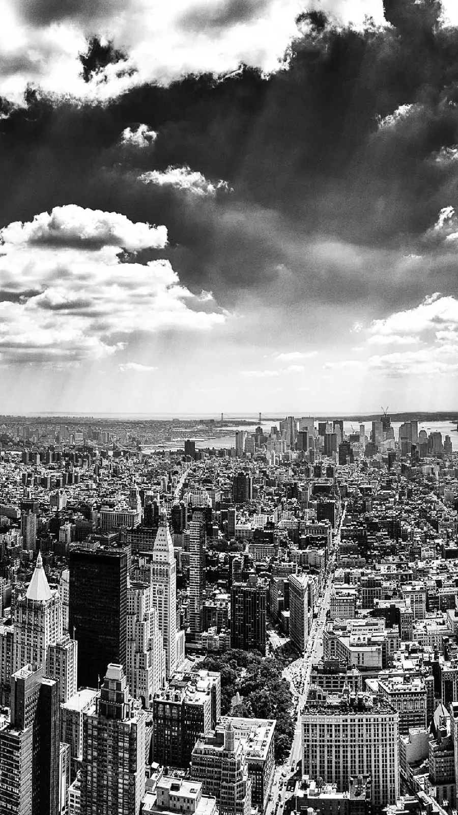 Stylish black and white city scenic background for Samsung