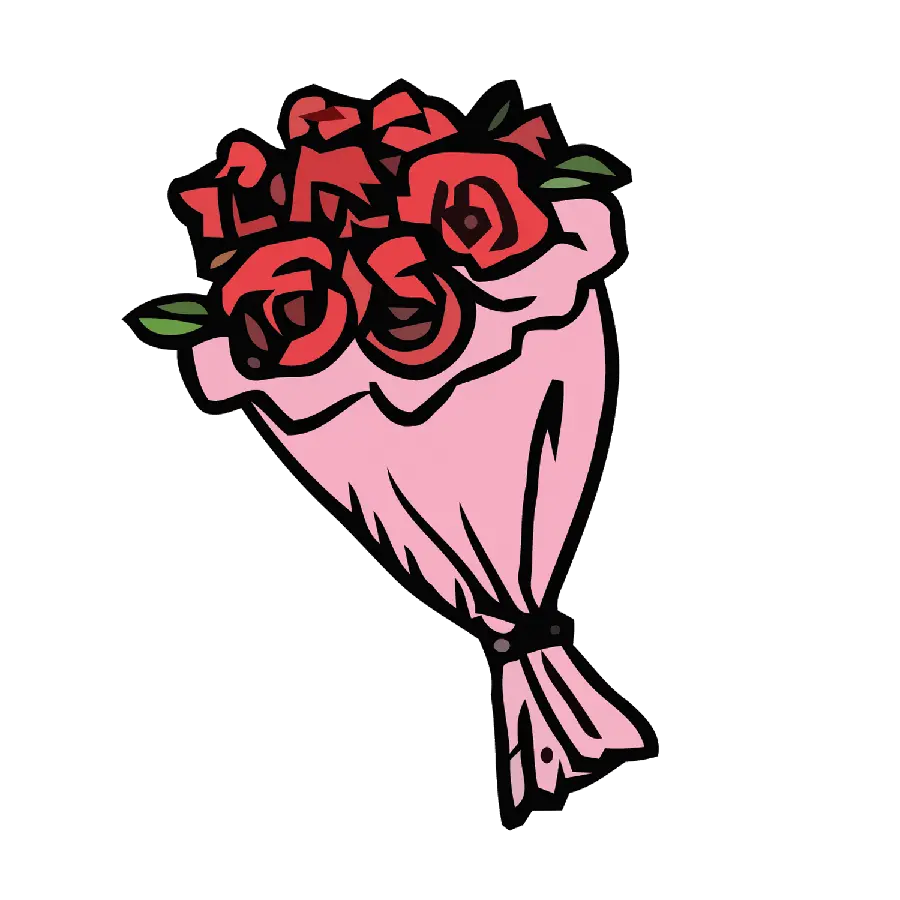 Spectacular red pink bouquet vector in the form of telephoto