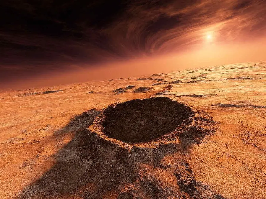 Exciting photo of a crater on the floor of Mars in 8K quality 
